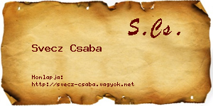 Svecz Csaba névjegykártya
